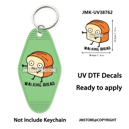 Funny Halloween Skull Skeleton Ghosts UV DTF Motel Keychain Wraps Ready To Apply Waterproof High Quality Hotel Keychain Decals