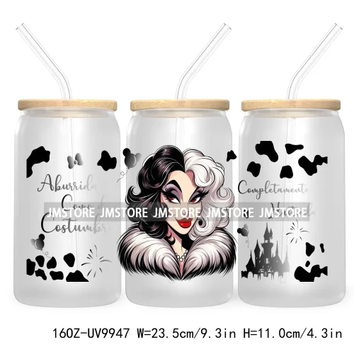 Halloween Double Trouble UV DTF Sticker For 16OZ Libbey Glass Cup Can Wrap Horror Princess Transfer Printing Custom Labels Logo