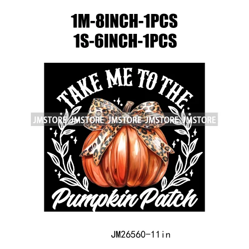 Fall Floral Coquette Bow Religious Jesus Autumn Girly Take Me To Pumpkin Patch DTF Iron On Transfers Stickers For T-shirt Bags