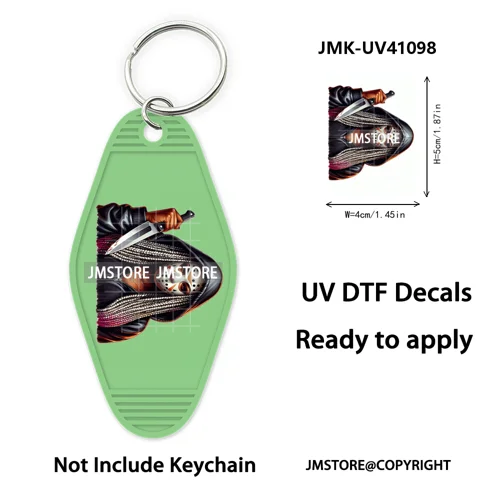 Black Horror Mama Skull Skeleton Ghosts UV DTF Motel Keychain Wraps Ready To Apply Waterproof High Quality Hotel Keychain Decals