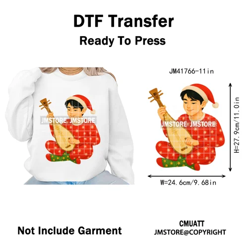 Preppy Christmas Festive Boys Girls Movie Xmas Gift Food Light Iron on DTF Washable Transfer Stickers Ready to Press for Clothes