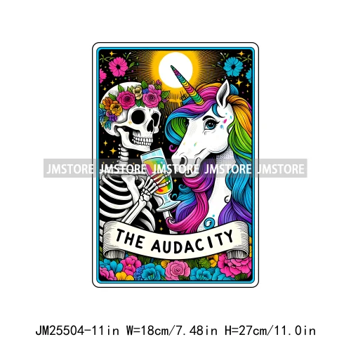 New Drama Queen Teacher Reader Smoker Flower Skull Humor Gothic Tarot Card DTF Iron On Heat Press Transfer Stickers For Clothing