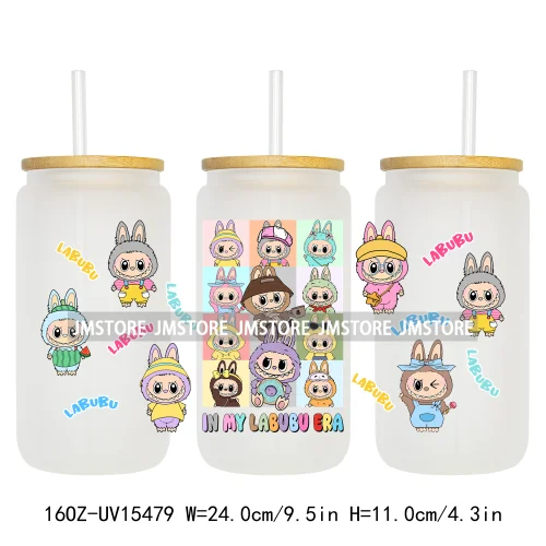 Cute Mama Doll Cartoon Mirror Bow 16OZ UV DTF Cup Wraps Ready To Apply Waterproof Transfer Stickers For Libbey Glass Can Tumbler