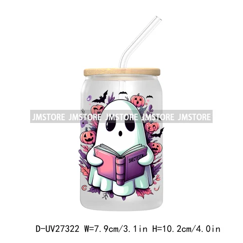 Spooky Ghost Halloween Autumn Pumpkin Season UV DTF Transfer Stickers Decals For Libbey Cold Cups Mugs Tumbler Black Cats Boo