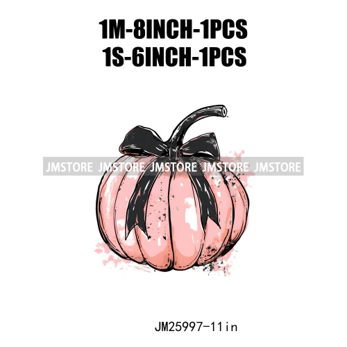 Colorful Gothic Girly Halloween Black Pumpkin Coquette Bow Decasl DTF Iron On Transfers Stickers Ready To Press For T-shirt Bags