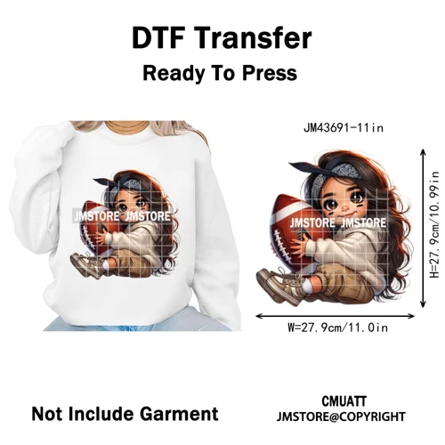 Latina Football Mexican Baby Girls Sports Lover Game Day Iron on Washable DTF Heat Transfers Stickers Ready to Press for Hoodies
