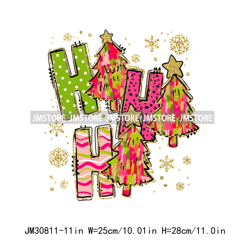 Merry Christmas Coquette Santa Candy Cane Tree Winter Holiday Basics Decals Iron On DTF Transfer Stickers Heat Press For Clothes