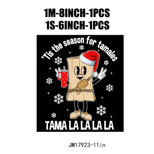 New Latin Culture Christmas Conchita It's Cold Outside No Dieta Season Calorias No Cuentan DTF Heat Transfer Sticker For Hoodies