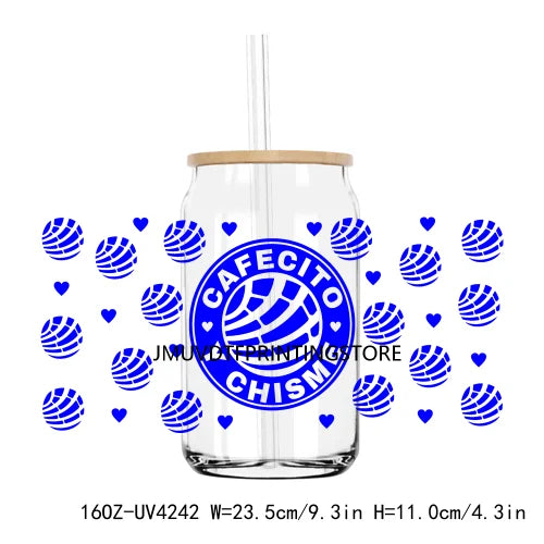 Cafecito Y Chisme Mexican Concha Pan UV DTF Sticker For 16OZ Libbey Glass Cup Can Wrap Transfer Sticker Custom Labels DIY Logo