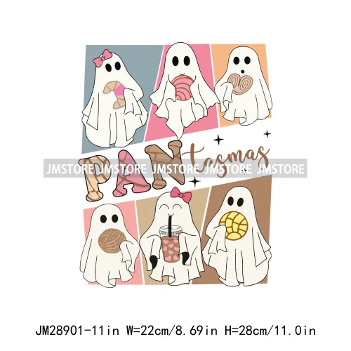 Funny Mexico Ghost Conchas Cucuys Halloween Pan Tasmas Coffee Decals Iron On DTF Transfer Stickers Ready To Press For Sweatshirt