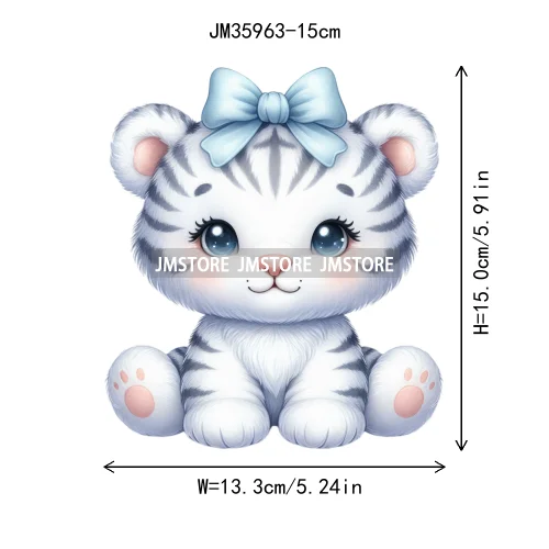 15cm 5.9in Creative Bow Sheep Tiger Animal Iron On Heat Transfer Sticker For Clothes Printed Thermal Washable T-Shirt Applique
