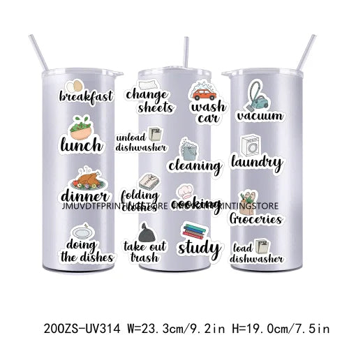 Healthy Food 20OZ UV DTF Tumbler Straight Wrap Transfers Stickers Custom Labels DIY Durable Waterproof Logo Girl Paris