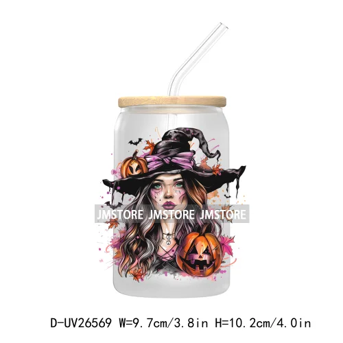 Spooky Witch Halloween UV DTF Transfer Stickers Decals For Libbey Cold Cups Mugs Durable Waterproof Custom Labels Fall Season