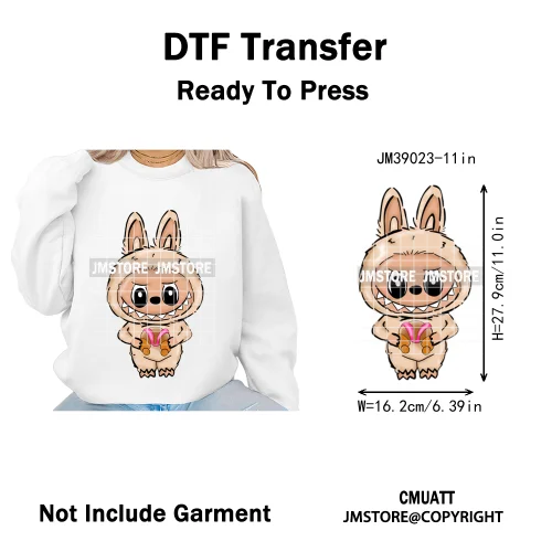 New Cartoon Doll Character With Mexican Food Iron on DTF Washable Heat Transfers Stickers Ready to Press for Textile Bags
