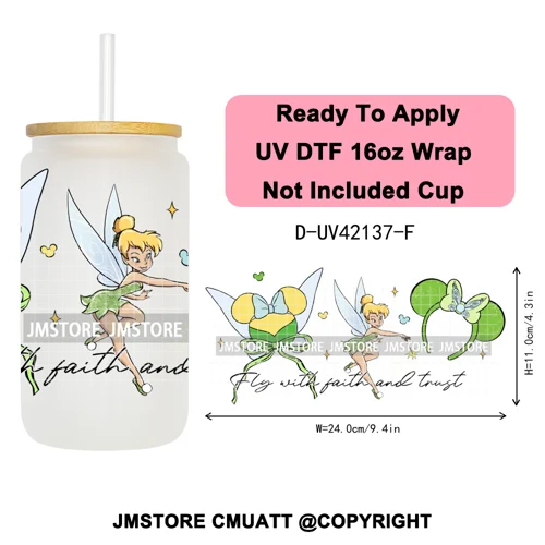 Coquette Bow Magical Cartoon Princess Halloween UV DTF Stickers Ready To Apply Cup Wrap High Quality For 16OZ Libbey Can Glass