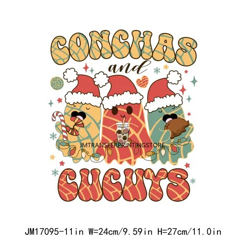 Cute Conchita Pantasmas Latin Christmas Decals Conchas Cucuys Christmas Ghouls Gifts Iron On DTF Transfers Sticker For Clothing