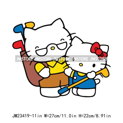 Cartoon Cat Character Father's Day Washable Iron On DTF Transfer Sticker Ready To Press For Clothing Bags