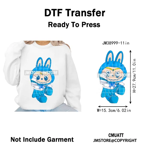 Colorful Monster Keychain Doll Character Designs Iron on DTF Washable Heat Transfers Stickers Ready to Press for T-shrits Bags