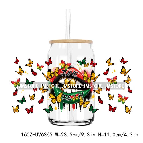 1865 Vibes Juneteenth Sunflower 16OZ UV DTF Cup Wrap Transfer Stickers Custom Label Durable Waterproof Logo For Libbey Glass Can