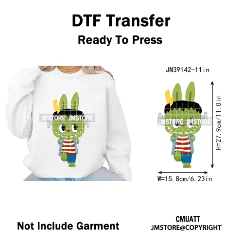 Trendy Cute Cartoon Doll Coquette Mirror Horror Halloween Iron on DTF Washable Transfers Stickers Ready to Press for Clothing