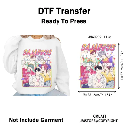 Music Kpop Group Lover Anime Fans Boys Girls Hunters Inspired Iron on DTF Washable Transfers Sticker Ready to Press for Clothing