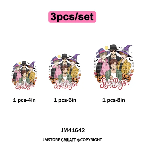 Stay Spooky Ghost Halloween Cartoon Hunters Kpop Band Group Iron on DTF Washable Transfers Stickers Ready to Press for Clothing