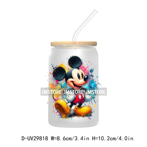 New Trendy Cartoon Mouse Couple Watercolor UV DTF Transfer Sticker Decals For Libbey Cold Cups Mugs Tumbler Animal Kingdom Vibes