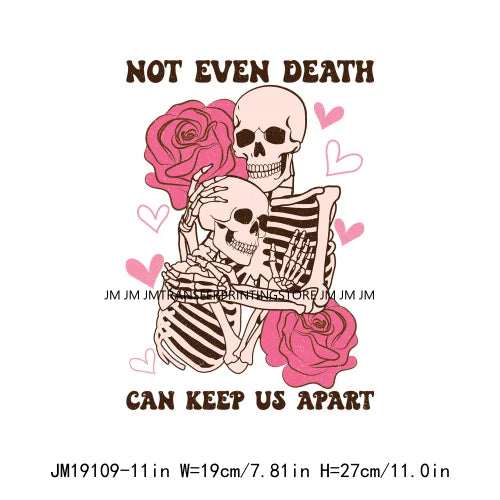 Pink Retro Skeleton Anti Valentine Club Talk About Love Dead Inside But It's Valentine's Skull DTF Transfer Stickers For Shirts