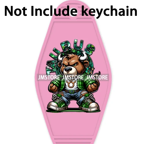 Mean Bear Zodiac Men Women High Quality WaterProof UV DTF Sticker For Motel Hotel Keychain Custom Labels Cool Hip Pop Animals