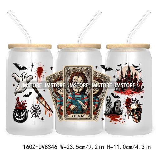 Ghostface Halloween Characters Tarot Card UV DTF Wraps Transfer Stickers Custom Labels Waterproof Logo For 16OZ  Libbey Cup Can