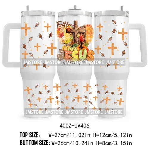 Retro Pumpkin Season Bow UV DTF 40OZ Tumbler Wrap Ready To Apply Good Quality Waterproof Dog Mom Fall Mama Transfer Stickers