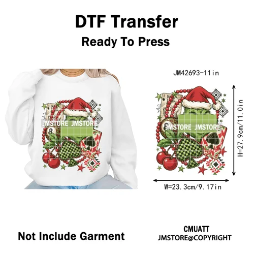 Ho Ho Ho Christmas Coquette Gifts Santa Cartoon Characters Iron on DTF Washable Transfers Stickers Ready to Press for Clothing