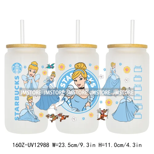 Best Friends Princess Movie Themed 16OZ UV DTF Cup Wraps Ready To Apply Waterproof Transfer Sticker For Libbey Glass Can Tumbler
