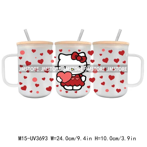 Love Cartoon Copule UV DTF Sticker For 15OZ Mug Libbey Glass Cup Can Wrap Transfer Sticker Custom Label DIY Logo Valentine's Day