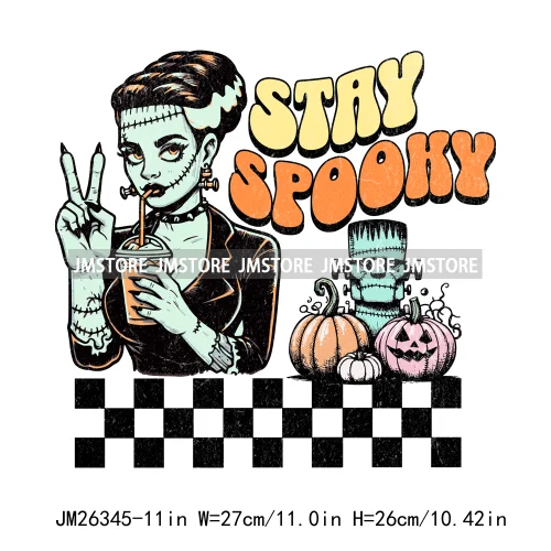 Funny Halloween Ghost Boogie Trick Or Treat Stay Spooky Printing Design DTF Iron On Transfer Stickers Ready To Press For Clothes