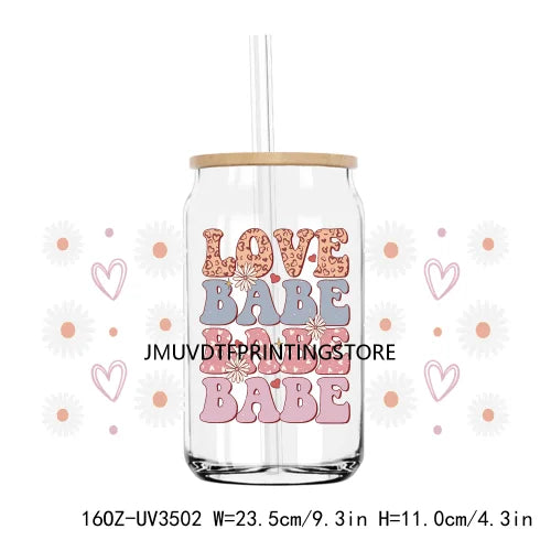 Valentine's Day Skull Skeletion Flower UV DTF Sticker For 16OZ Libbey Glass Cup Can Wrap Transfer Sticker Custom Labels DIY Logo