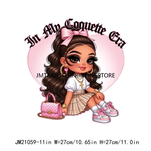 Chicana Religiosa Rose Gold Chola Chingona Bendecida Designs In My Coquette Era Homegirls DTF Transfer Stickers For Hoodies Bags