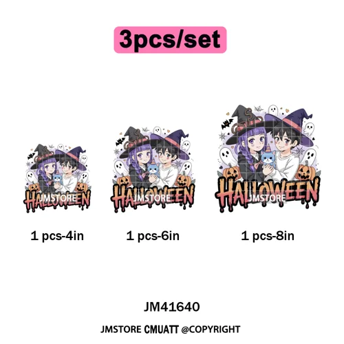 Stay Spooky Ghost Halloween Cartoon Hunters Kpop Band Group Iron on DTF Washable Transfers Stickers Ready to Press for Clothing