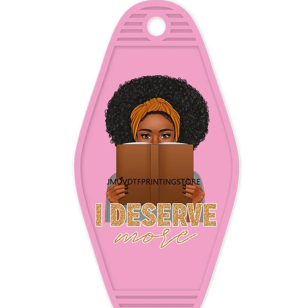 Hustle Black Girl High Quality WaterProof UV DTF Sticker For Motel Hotel Keychian Afro Girl Coffee