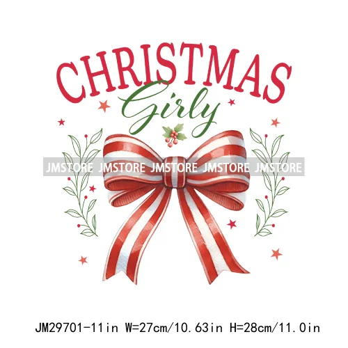 Christmas Girly Vibes Santa Winter Jesus Coquette Bow Tis The Season Iron On DTF Transfers Stickers Ready To Press For Clothes