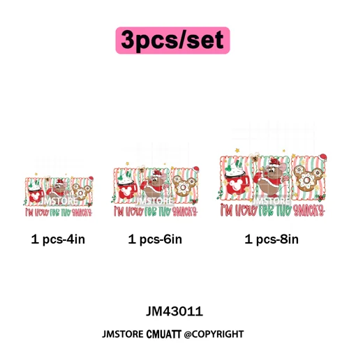 Girly Coquette Merry Christmas Ginger Cartoon Cozy Jolly Season Iron on DTF Heat Transfers Stickers Ready to Press for Clothing