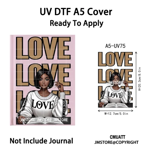 Christian God Pray Afro Girl Alphabet UV DTF Notebook Cover Decals Ready To Apply Durable Transfer Stickers For A5 Journal Cover