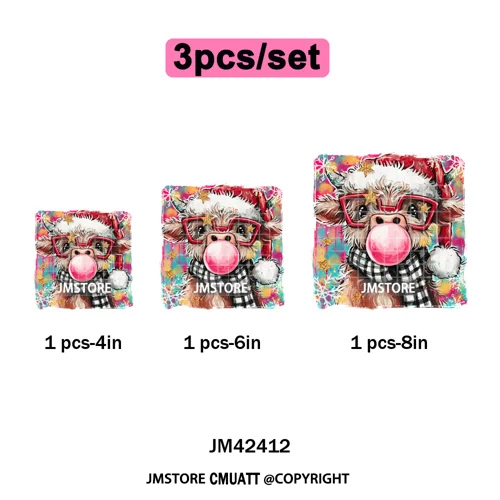 Preppy Brushstroke Gingerbread Santa Bow Tree Merry Christmas Girly Iron on DTF Transfers Stickers Ready to Press for T-shirts
