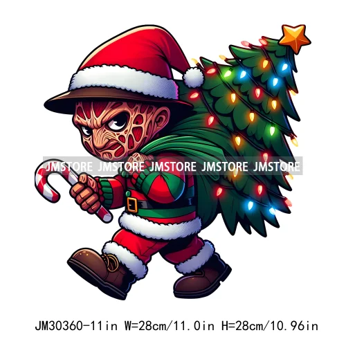 Horror Merry Creepmas Sorry Santa I've Been Feral Howdy Christmas Iron On DTF Transfers Stickers Ready To Press For T-shirts