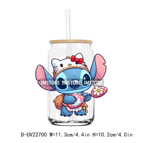 High Quality Costume Cartoon Blue Cat UV DTF Transfers Stickers Decals For Libbey Cold Cups Mugs Tumbler Waterproof DIY Craft