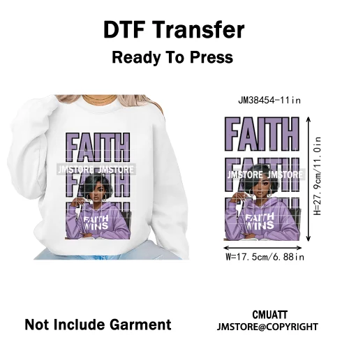 Pray Jesus Faith Trust Black Woman Religious Blessed Thermal Designs Iron on DTF Transfers Stickers Ready to Press for Clothes