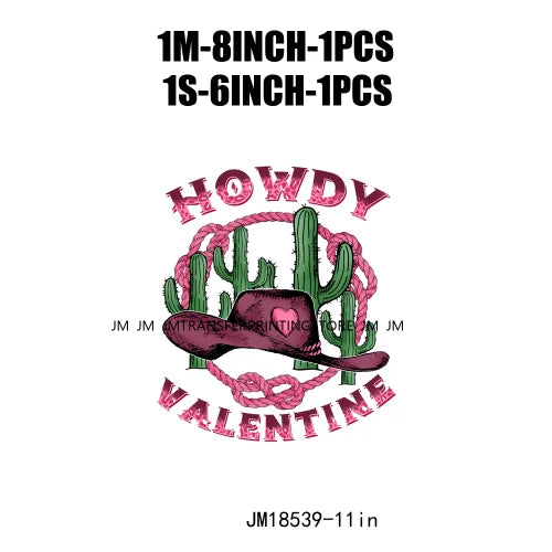 Pink Love Howdy Honey Valentine's Day Printing Designs Iron On Western Cowgirl Boat Hat DTF Transfers Stickers For T-Shirts Bag