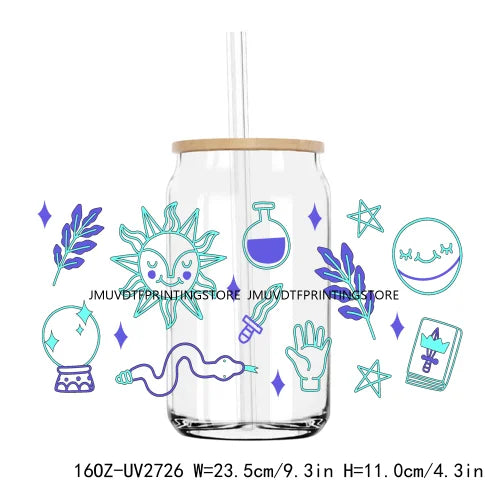 New Evil Eye Feather And Moon 16OZ UV DTF Cup Wrap Transfers Stickers Custom Labels DIY Waterproof Logo For Libbey Glass Can