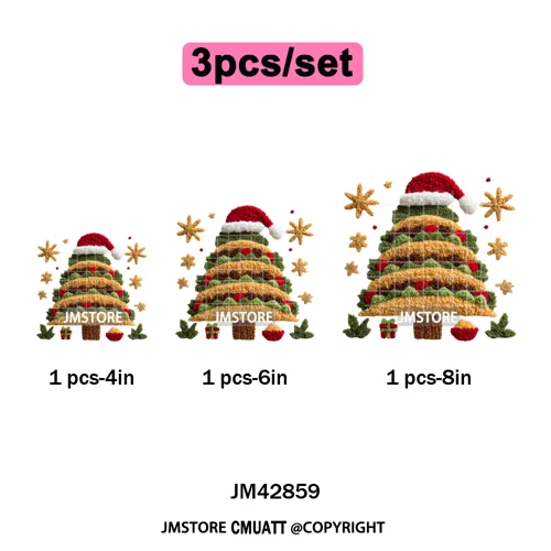 Faux Yarn Christmas Tree Cake Knitting Holiday Xmas Festive Iron on DTF Washable Transfers Stickers Ready to Press for T-shirts