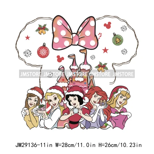 Cartoon Princess Jolly Tis The Season Christmas Party Best Day Ever Iron On DTF Transfers Stickers Ready To Press For T-shirts